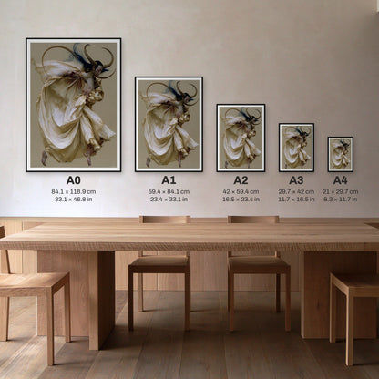 Jeté — every print size side by side on one wall, frame not included